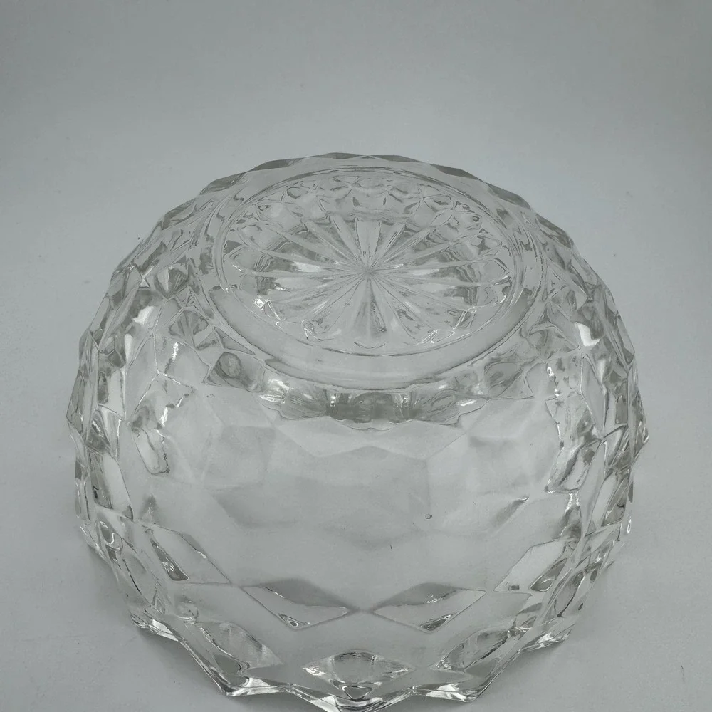 Vintage Fostoria America Glass Fairy Lamp Clear Diamond Point Honeycomb Vented‎